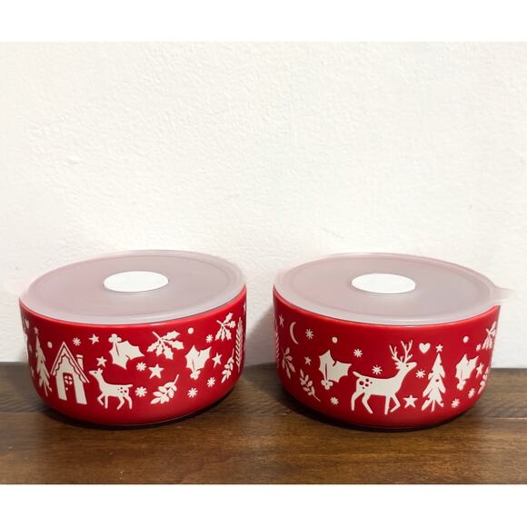 Prima Design - Winterfest, Christmas, Textured, Pair of Food Storage Bowls - Picture 1 of 4